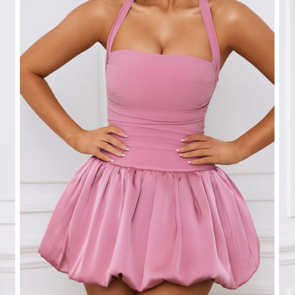 Oh Polly Pink Ruched Mini Dress